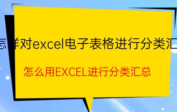 怎样对excel电子表格进行分类汇总 怎么用EXCEL进行分类汇总，并且只复制汇总结果？